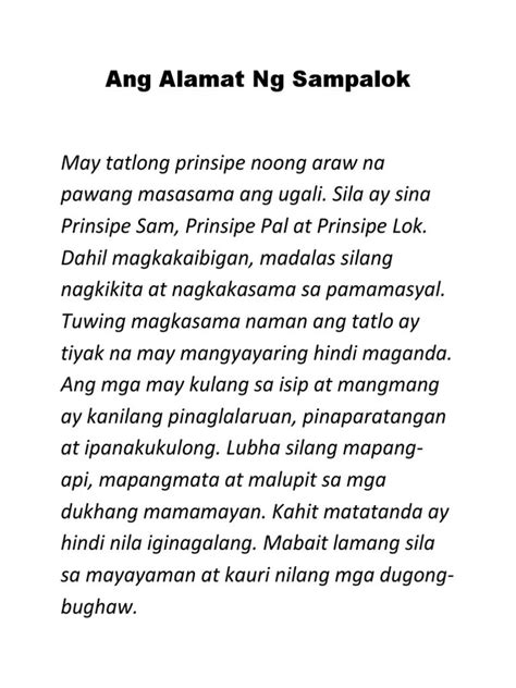 Talaan ng mga alamat at kwentong.